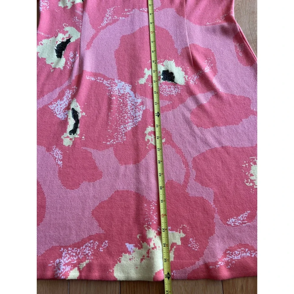 NEW Ming Wang Floral Jacquard Knit A Line Short Sleeve Dress Peach Coral Size L